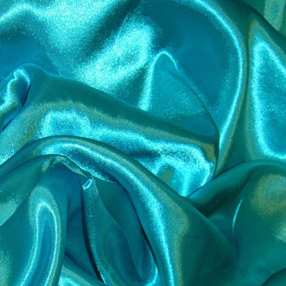 Silky Satin Dress Craft Fabric Plain Luxury Wedding Material 149cm Wide - Turquoise - One Metre