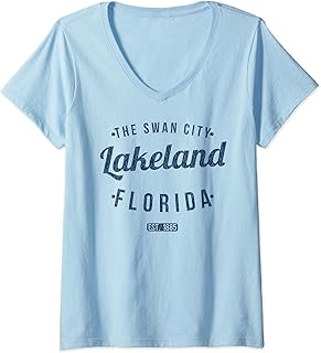Womens Lakeland Florida Retro Vintage Souvenir FL Lakeland V-Neck T-Shirt