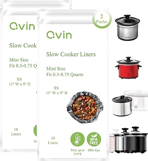 16 Oz Mini Crocpot Slow Cooker Liners, Disposal Plastic Bags, Compatible with Qvin 0.65Qt Slow Cooker, 20 OZ Croc-pot, KOOC small 0.65-Qt, Betty 0.7Qt Crocker, Fit 0.5 to 0.75Quart, 2 Pack (20 Liners)
