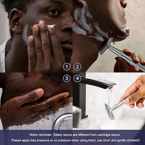 Miniatura 40 de Maquinilla de afeitar de seguridad de doble filo con soporte, maquinilla de afeitar de una sola hoja para hombres y mujeres, maquinilla de afeitar