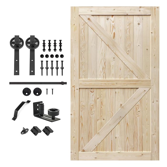 Buy S&Z TOPHAND 48 in. x 84 in. Unfinished British Brace Barn Door with