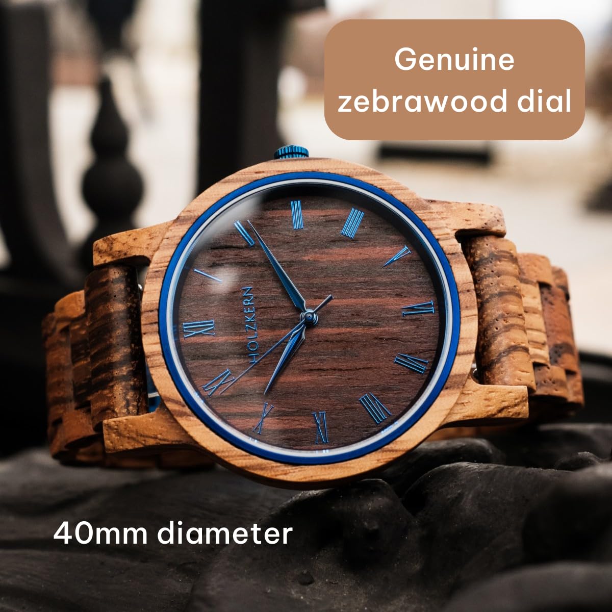 HOLZKERN Armbanduhr Quarz Herbstmorgen Zebrano/Wenge 9120078332702 | außergewöhnliche Unisex-Uhr für Frauen und Männer,