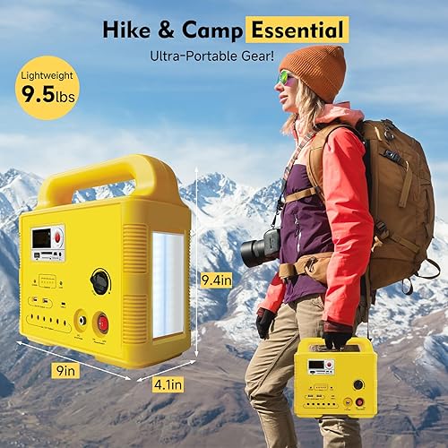 Miniatura 6 de Generador solar, generador portátil, banco de energía solar Lifepo4 con linterna LED para suministros de huracanes (rojo)