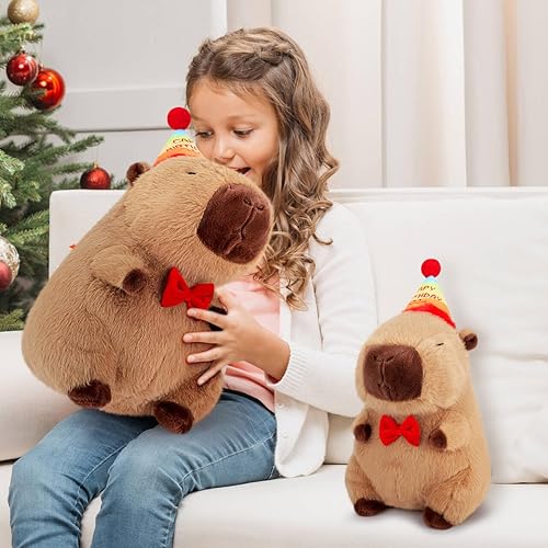 Miniatura 4 de Achwishap Capybara - Peluche de Capybara, peluche de Capybara, peluche Kawaii con sombrero de cumpleaños, regalo para cumpleaños de niños y adultos