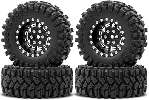 Miniatura 8 de OGRC 1.0 Plus (1.2 pulgadas) Beadlock - Juego de llantas y neumáticos de 0.276 pulgadas con desplazamiento negativo súper suaves para TRX4M SCX24