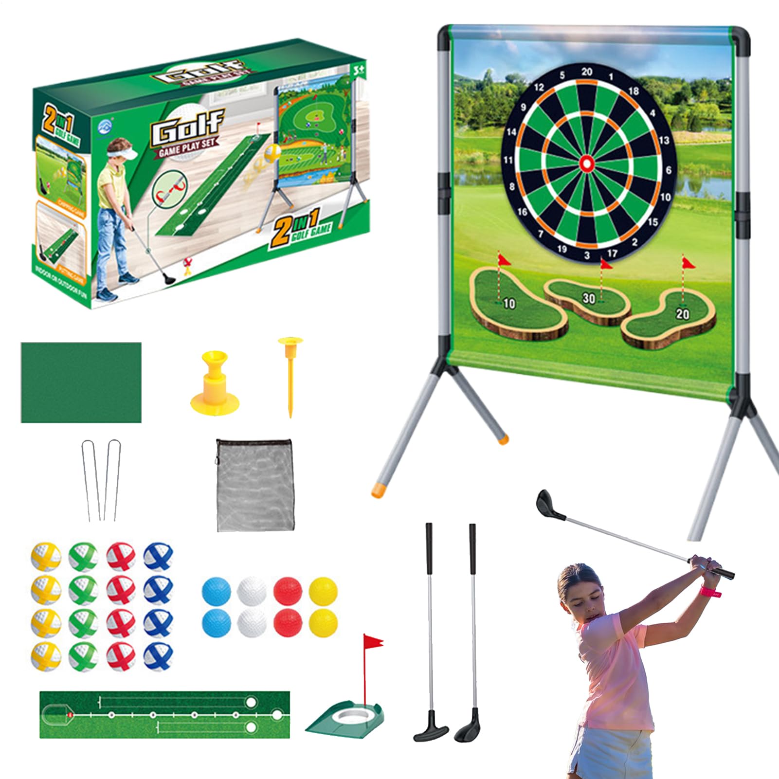 Gioco Di Avvicinamento Golf, Stuoia di Colpo Golf Gioco di Lancio, Accessori Sportivi con Palle, Tees E Putting Mat per, Feste E All'aperto