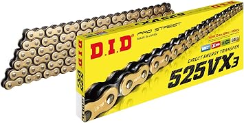 DID 525VX3G100ZB Gold 100 Link High Performance VX Series X-Ring Chain with Connecting Link