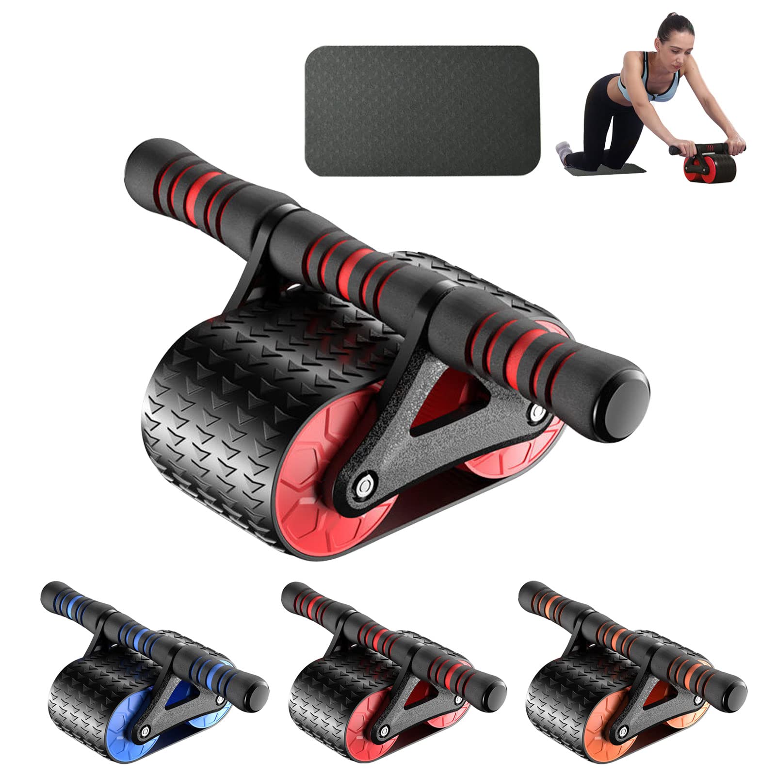 Automatic Rebound Abdominal Wheel-Ab Roller Wheel Exercise Equipment-Double Round Ab Roller Wheel for Abdominal Core Strength Training for Home Workout