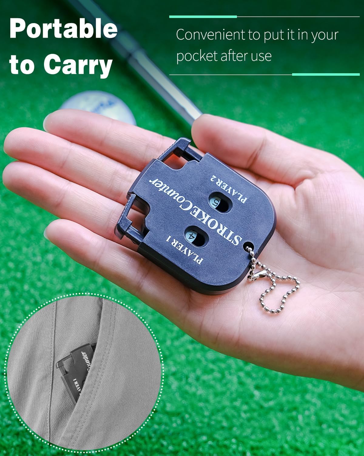 GreenHaven Mini Golf Score Shot Stroke Counter Clicker with Dial Resetting Tool/Key Chain for Golf Game Scorekeeper Portable 2 Digit Outdoor Sport Scoreboard for Putts (2 Pack)