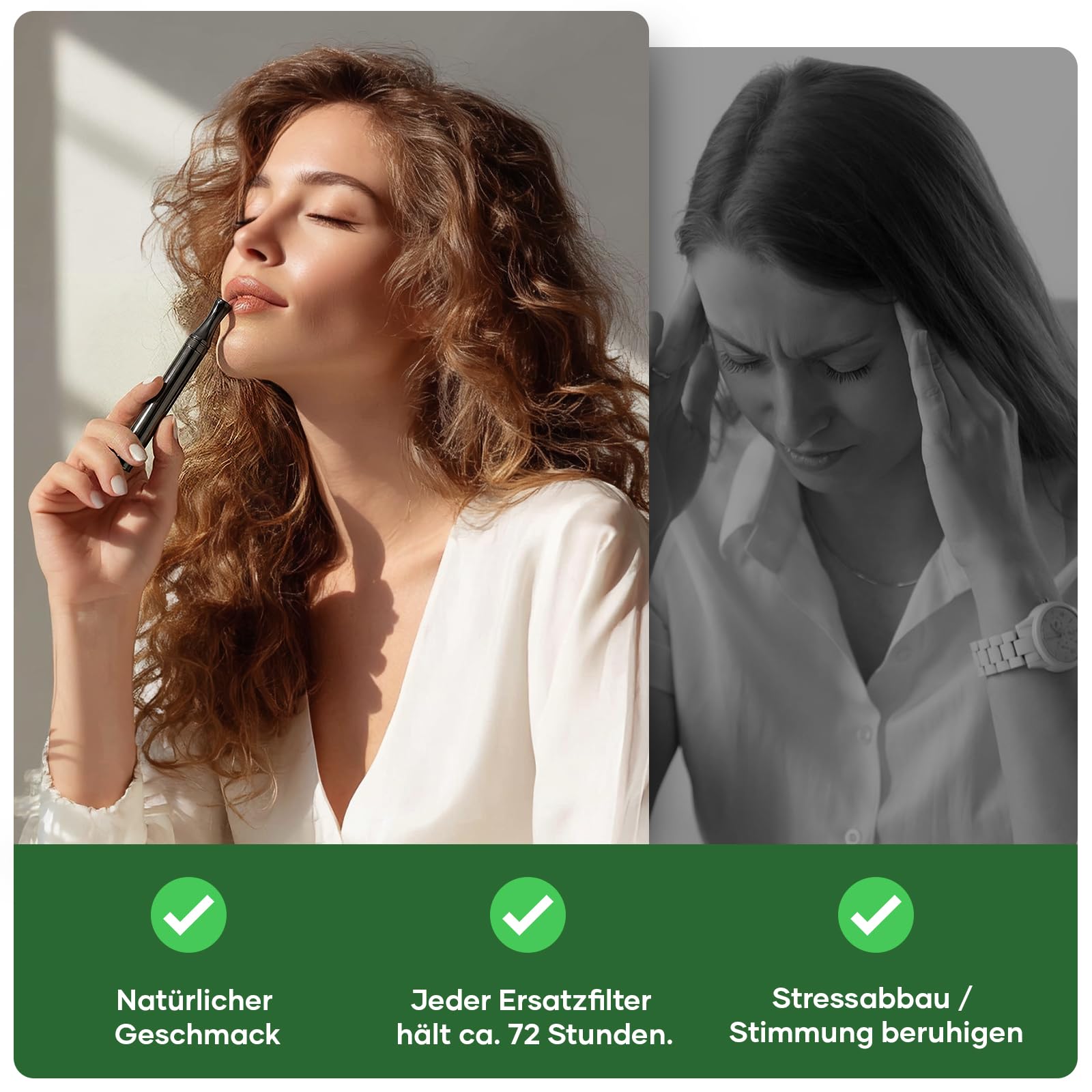 Mindfulness-Inhalator-Set mit 15 aromatisierten Filtern Schwarz
