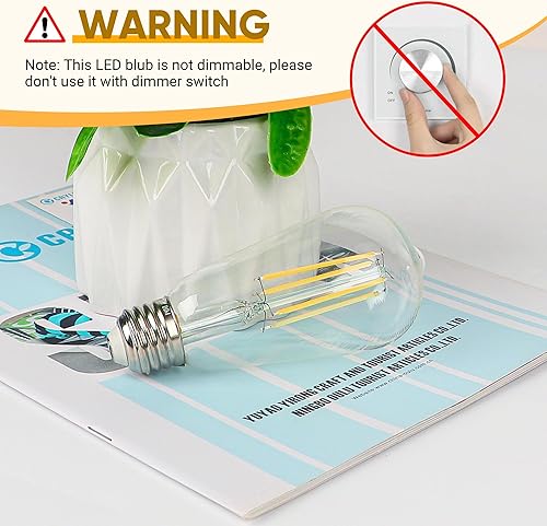 Miniatura 8 de WIHTU - Bombillas LED Edison, bombilla LED vintage de 6 W equivalentes a 60 W, ST58 4000K luz blanca suave diurna con CRI 85+, base estándar E26,