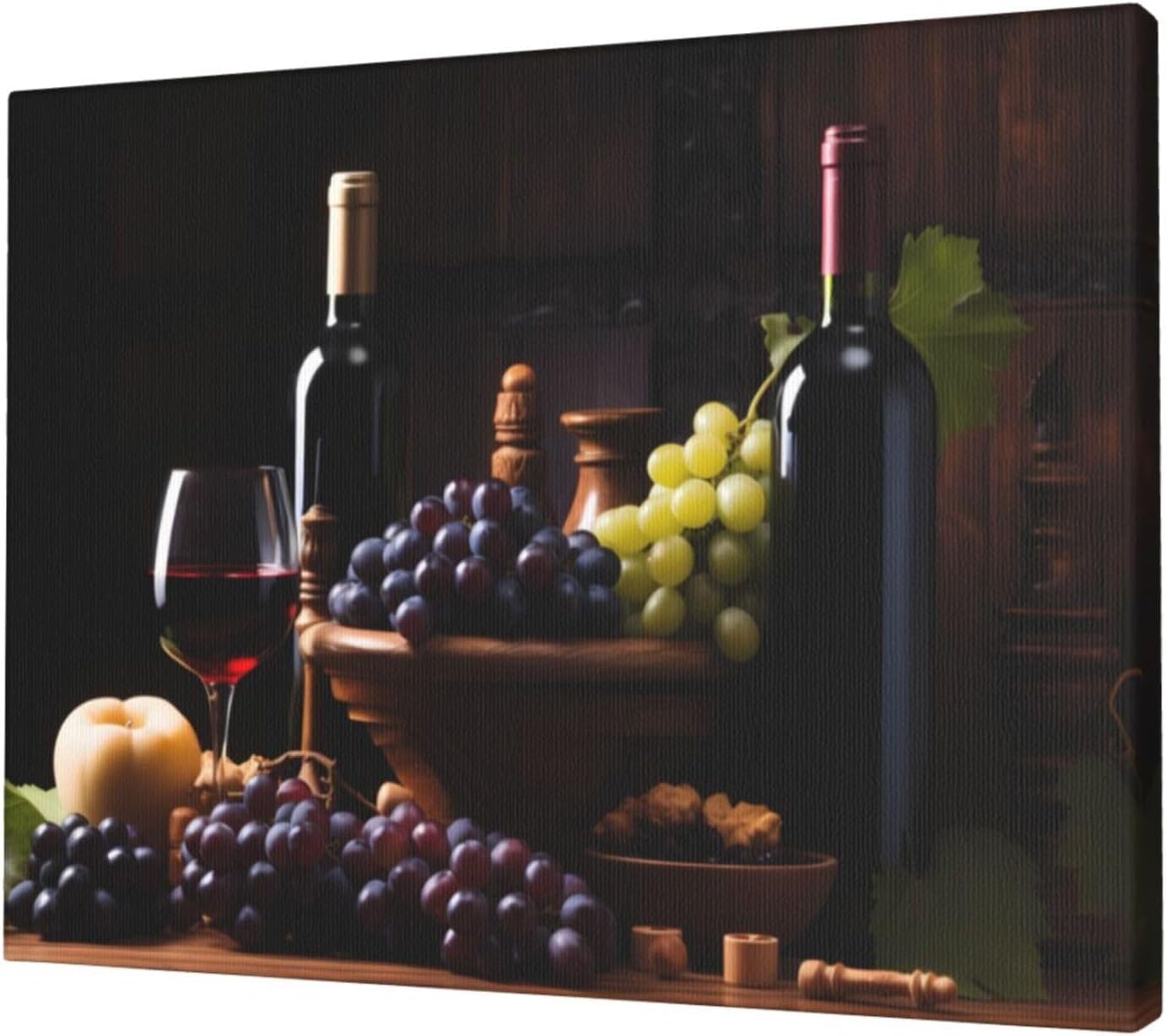 hsbolediy Glasses Wine Fruits Grapes Canvas Wall Art for Bedroom Kitchen Decoration, Vintage Home Decor Posters Paintings Gift, 12 x 16 in