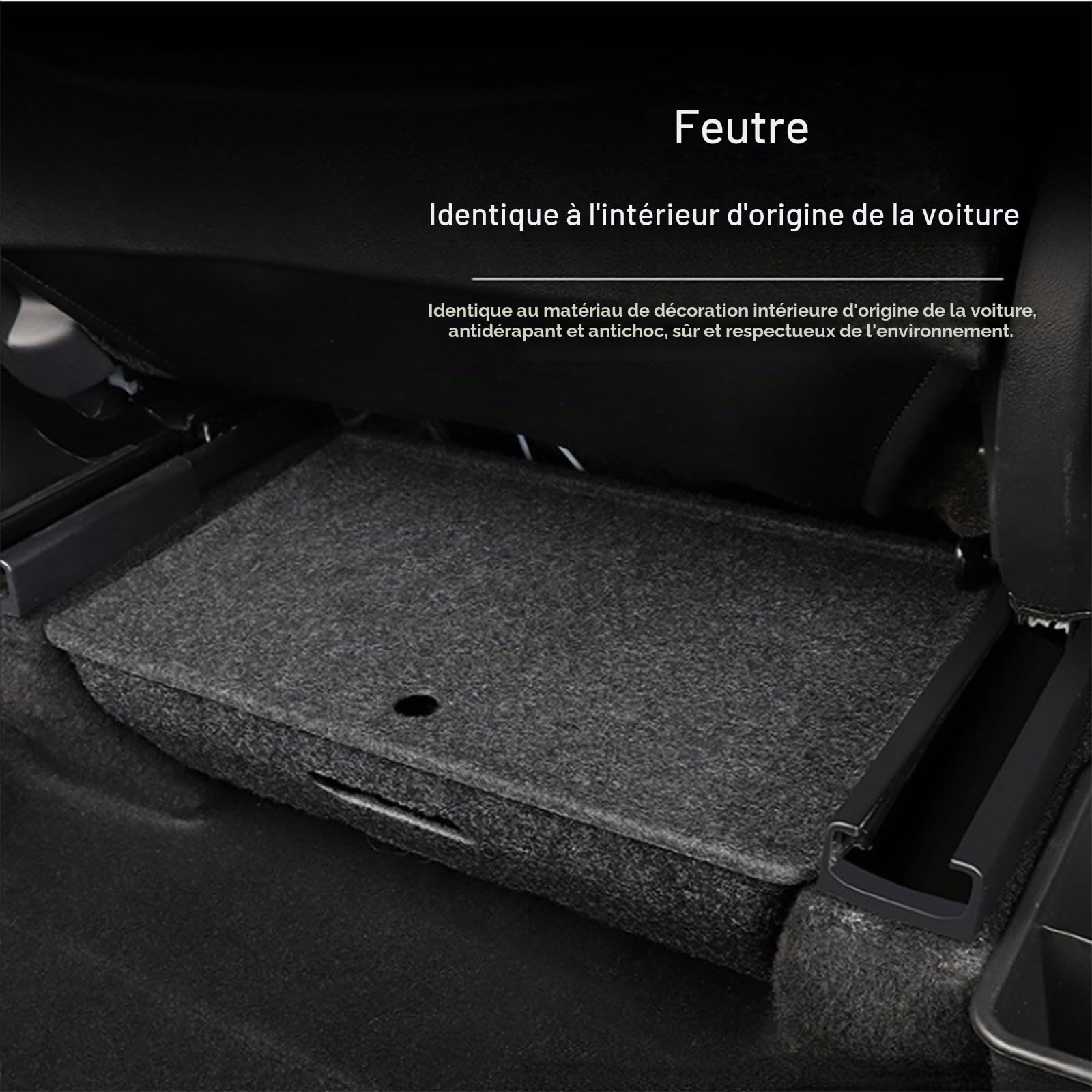 Boîte de rangement sous siège de voiture 3/Y - Texture feutre - Tiroir décoratif avec couvercle