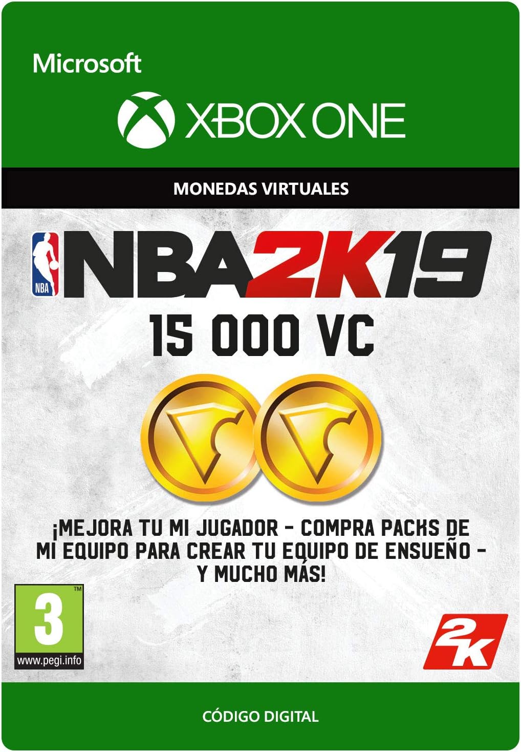 NBA 2K19: 15,000 VC - Xbox One - Código de descarga