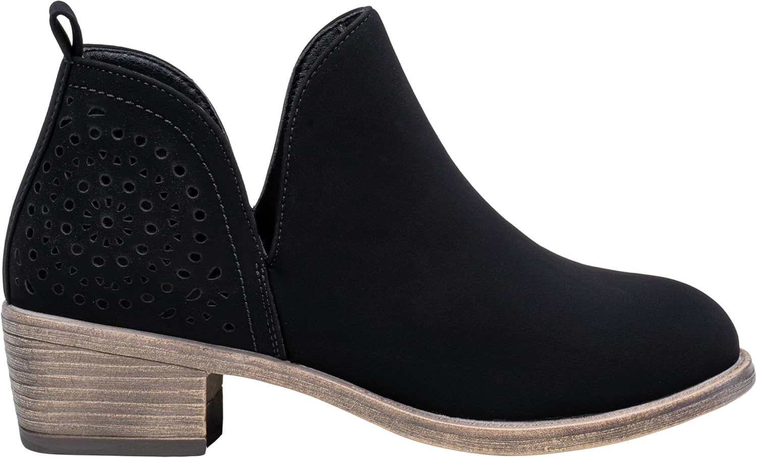 Vepose Women's Short Ankle Boots Low Heel, Western Cutout Perforated Booties