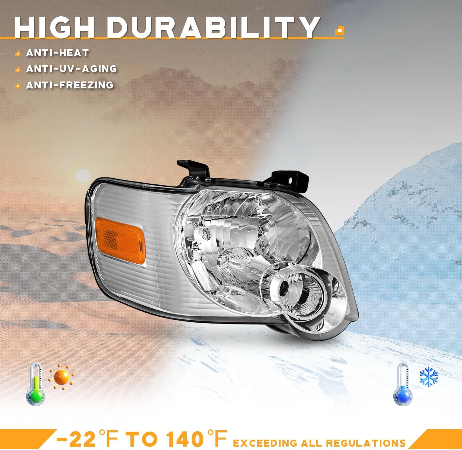 WEELMOTO Halogen Headlights for 2006 2007 2008 2009 2010 Ford Explorer Headlamp Assembly, Compatible with 07-10 Ford Explorer Sport Trac 4-Dr Sport Driver and Passenger Side Replacement Headlight