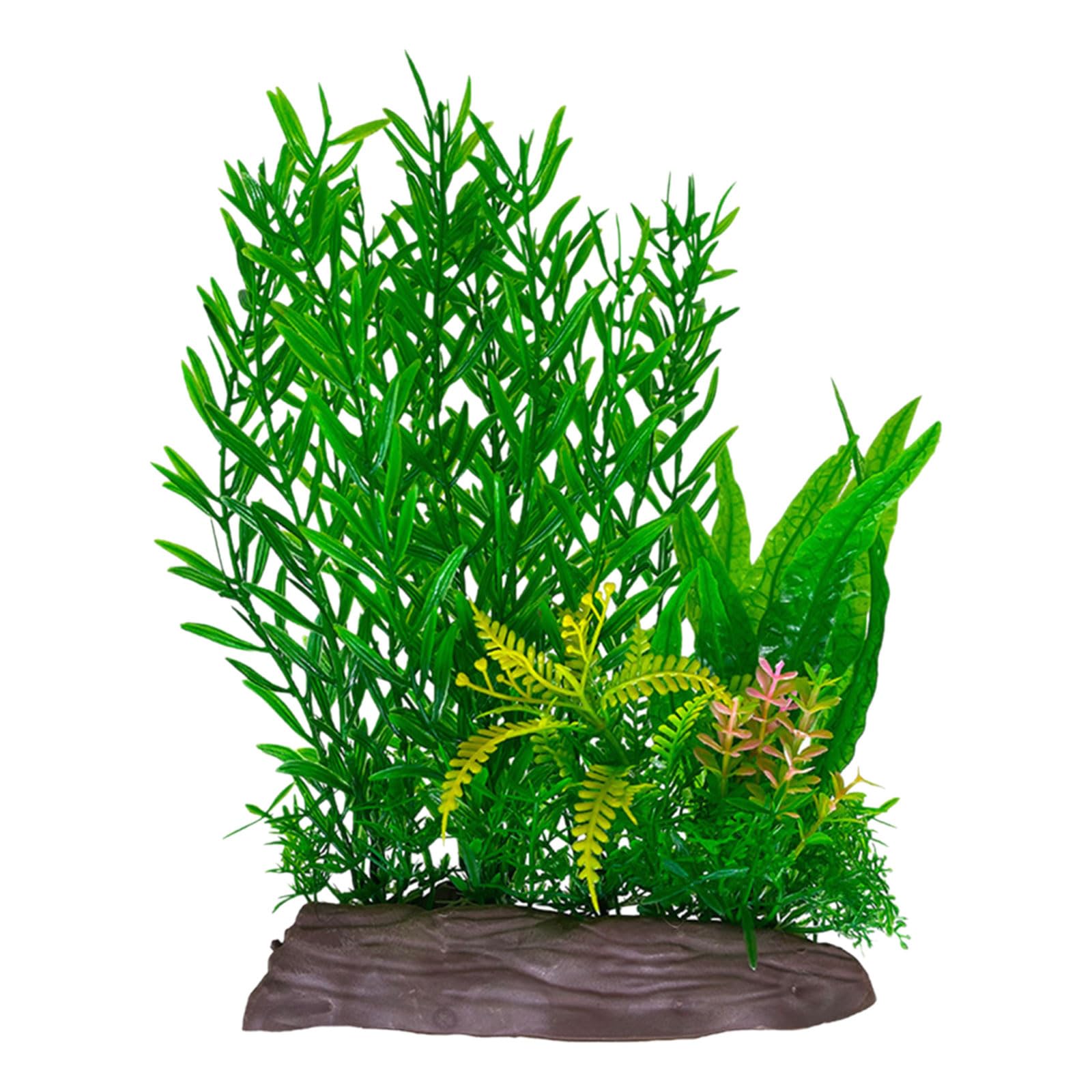 Hsioluted Fishtanks Decoration Realistic Green Plant with Base Natural Lookings Life Like Water Grass for Home Aquariums Ornament Home and Aquariums Decors