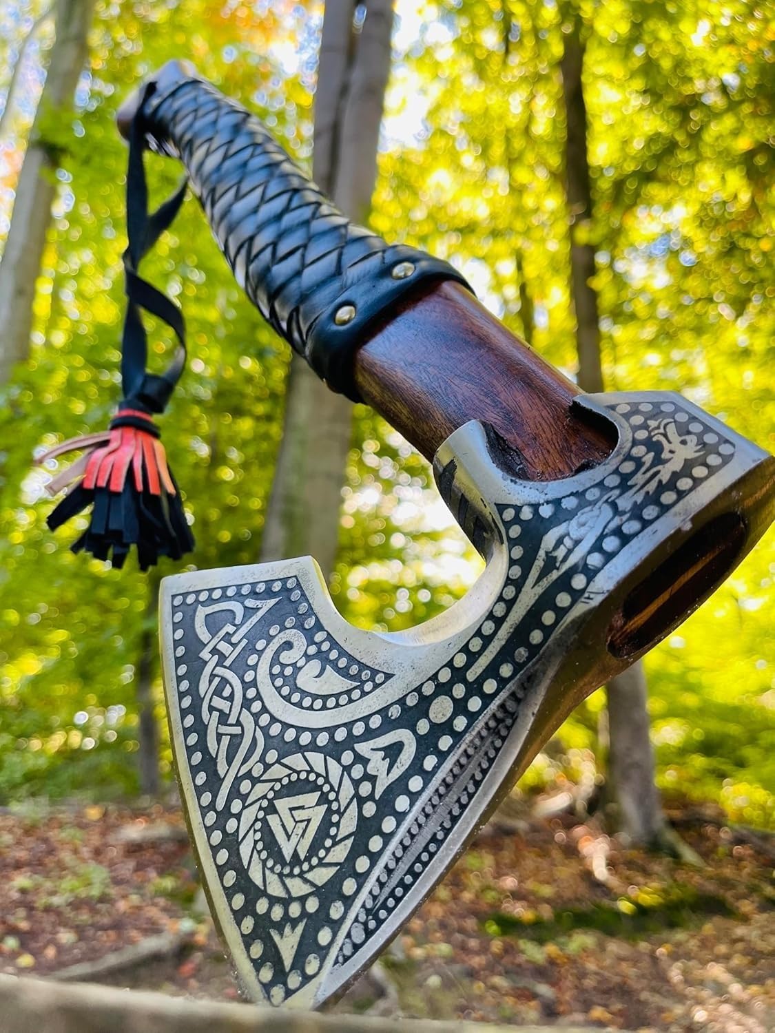 Handmade Viking Axe Hatchet Throwing Axes Chopper Axes Gifts for Men - Wood Working Hand Tool - Viking Gifts - Tomahawk Bearded - Forged High Carbon Steel (Russian Valknut Viking Axes)