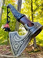Vista 3 de Hacha vikinga hecha a mano con hacha para lanzar hachas, hachas picadoras, regalos para hombres, herramienta de mano de trabajo de madera, regalos