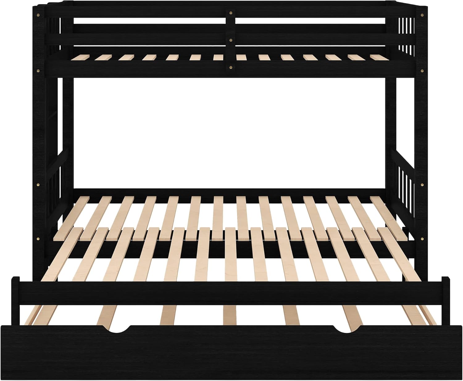 Harper & Bright Designs Twin Over Twin Bunk Bed with Trundle, Expandable to Double Twin, Wood Kids Bunk Bed with Ladder and Safety Rail, Espresso