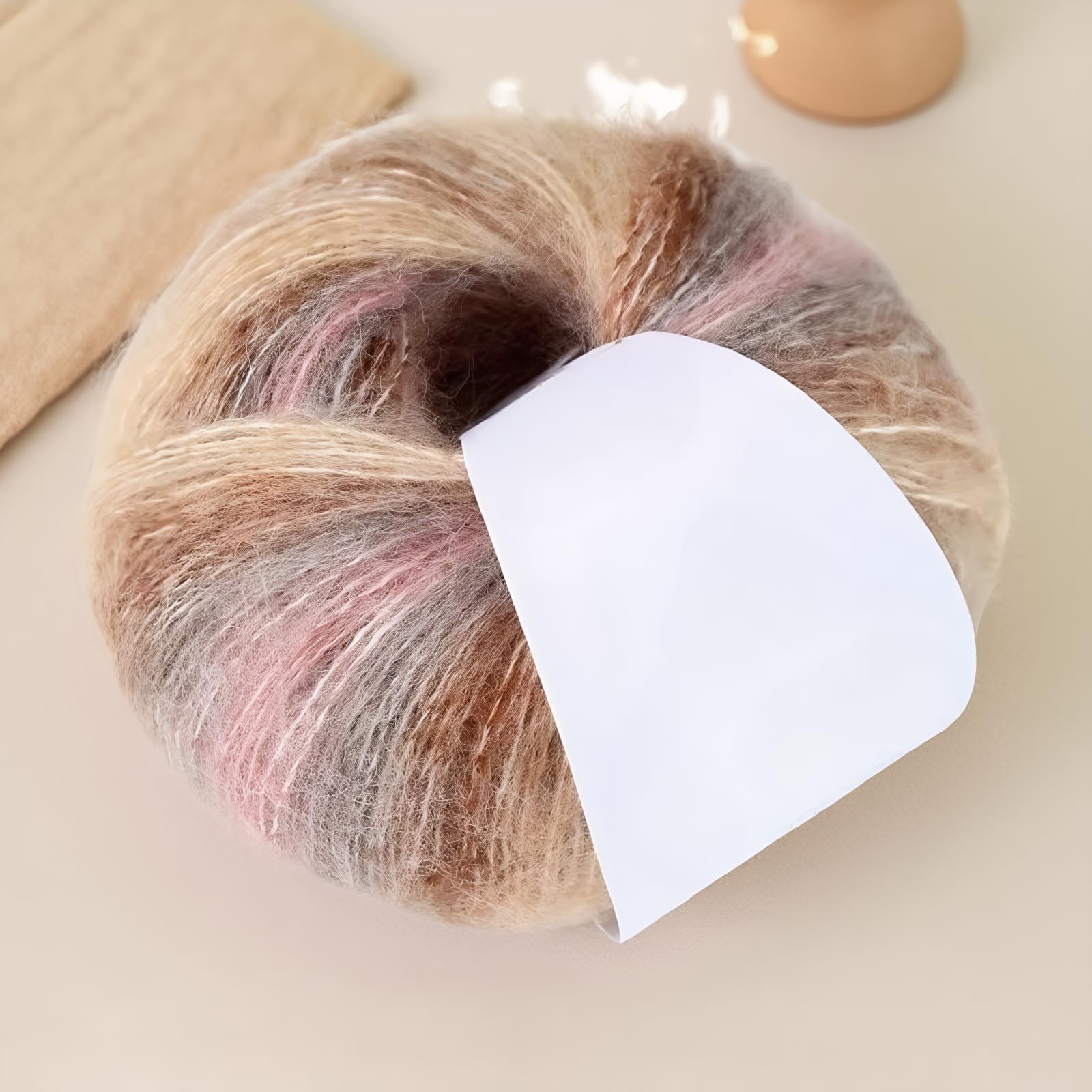 Gradient Mohair Yarn Fashion DIY Hand Knitting Yarn for Crochet and Weaving Projects for Sweaters, Hats, Scarves Squirrel Cashmere (Hibiscus Pink)