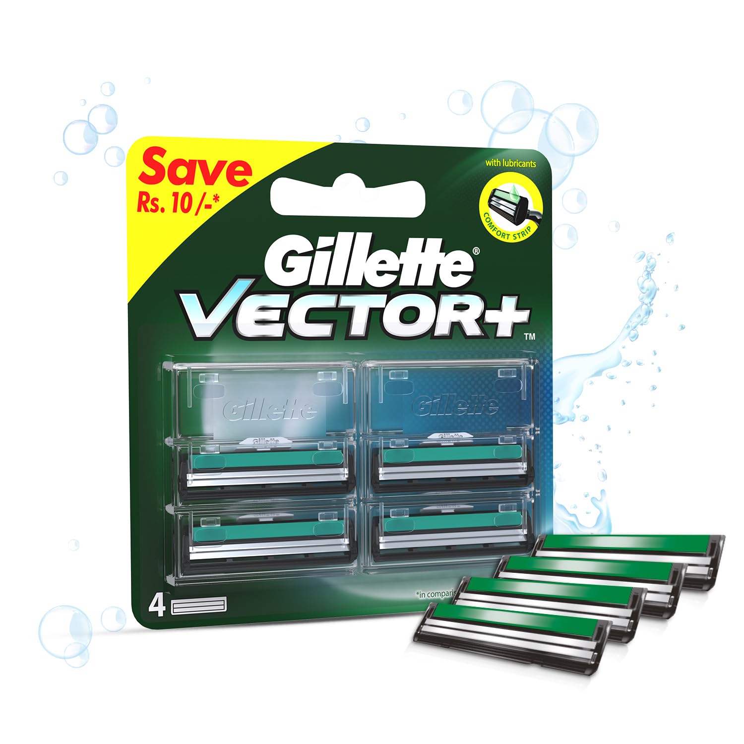 Gillette Vector Plus Manual Shaving Razor Blades (Cartridge) - 4s Pack