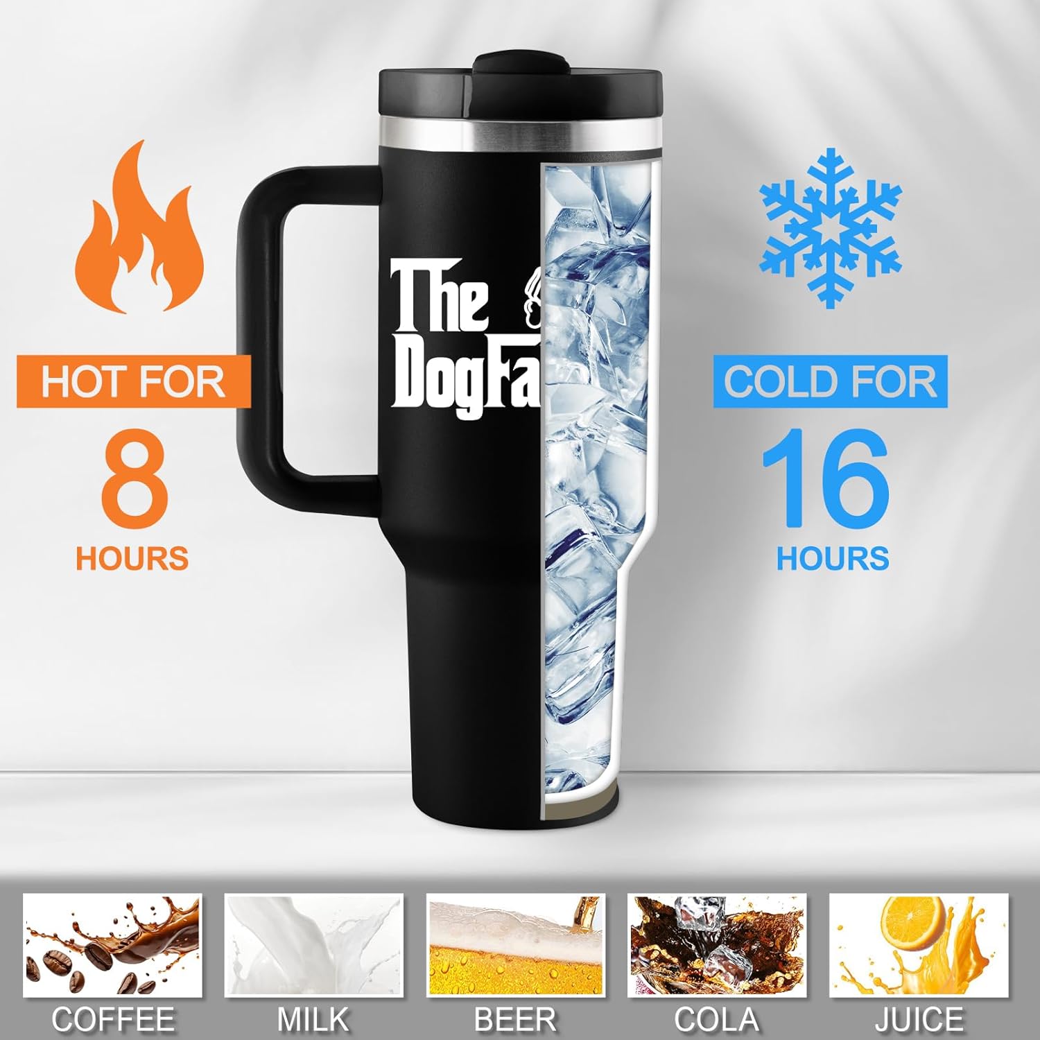 Dog Dad Gifts for Men - Christmas Dog Dad Gifts - Dog Lover Gift for Men - 40oz Travel Cup Insulated Tumbler with Handle & Straw - Image 5