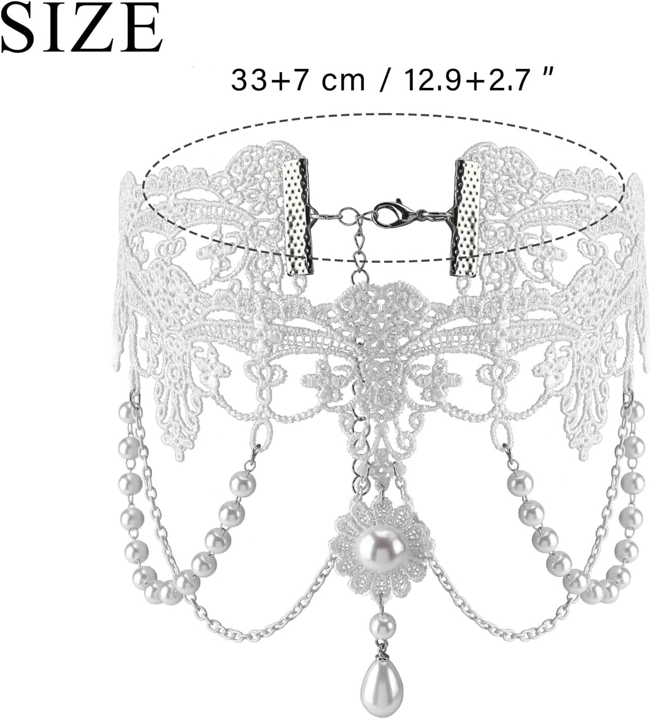 MILAKOO Lace Tattoo Choker for Women Elegant Goth & Elegant Necklace Collarbone Pearl Pendant Collar - Image 3