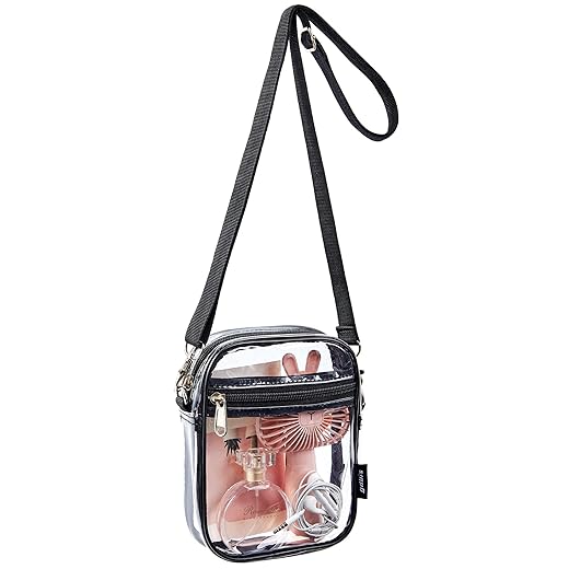gdbis Clear Crossbody Bag, Stadium Approved Clear Purse Bag for Concerts Sports Events, Black