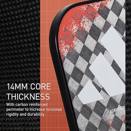 Miniatura 6 de Adidas Adipower - Paleta de pickleball de 24 quilates de carbono aluminizadosuperficie de carbono 3K, construcción clásica multicapa, núcleo de