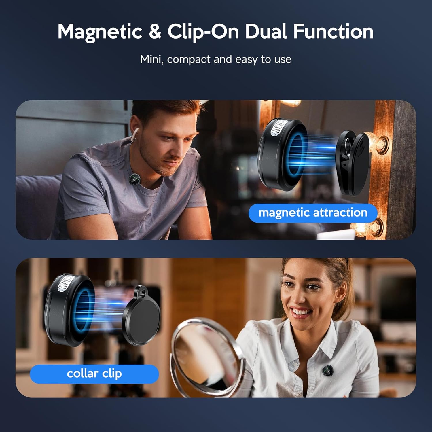 Wireless Bluetooth Lavalier Microphone with AI Noise Reduction–Plug-and-Play, Long Battery Life, Mini & Portable, Compatible with iPhone/Android for Vlogging, Interviews & Live Streaming - Image 2