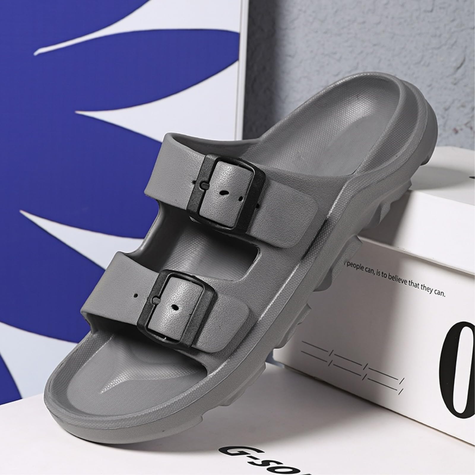 Ciabatte Uomo Spiaggia Estate Scarpe Pantofole da Passo su di Merda per Gli Uomini Sandali Casa Fondo Spesso Morbido Eva Donna-gray-41