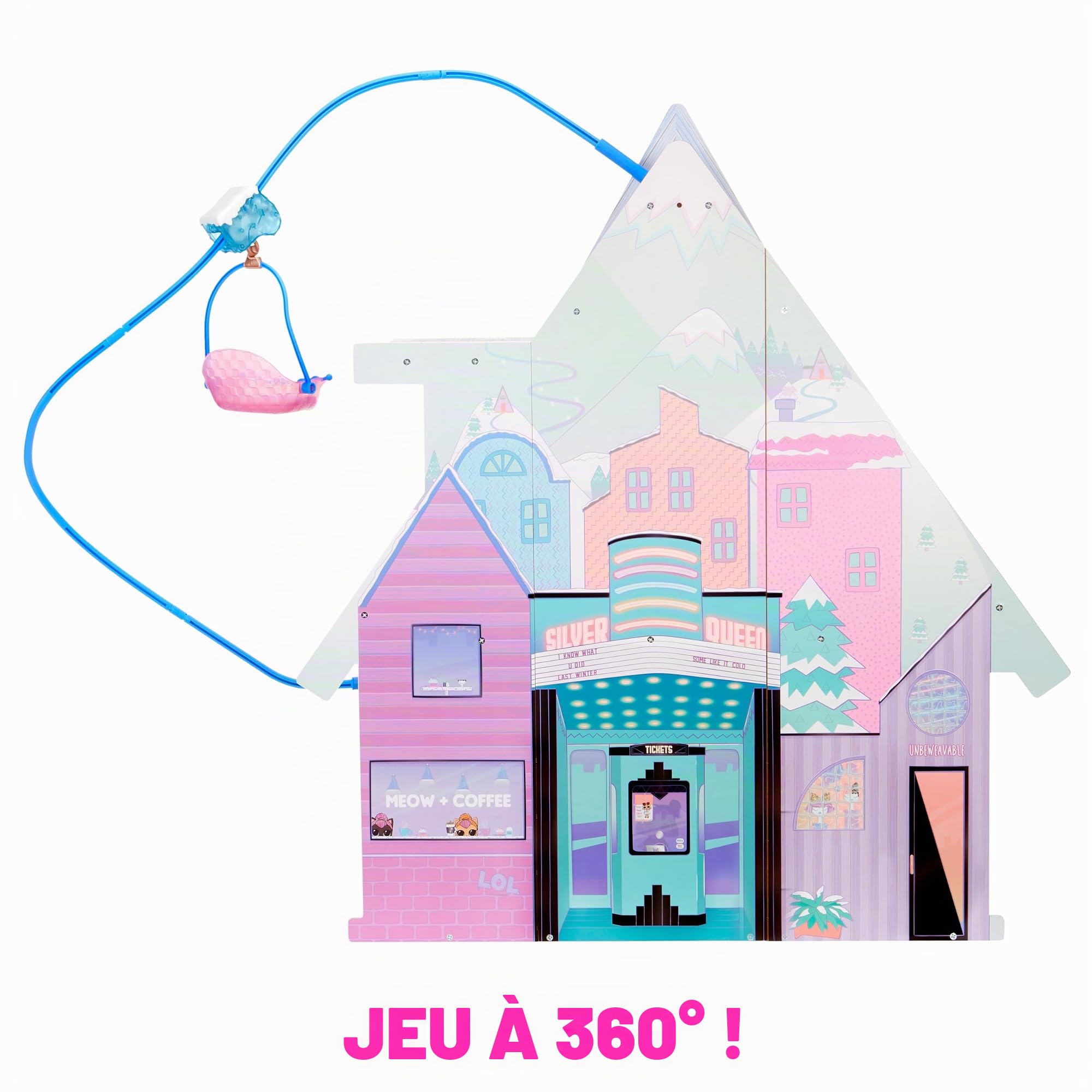 L.O.L. Surprise! OMG Winter Cottage Ensemble de Jeu - + de 45 Surprises - Maison de Poupée avec Téléski, Chambre, Salle de Bain, Salon, Cuisine, Meubles Transformables - Enfants de 4 Ans et Plus