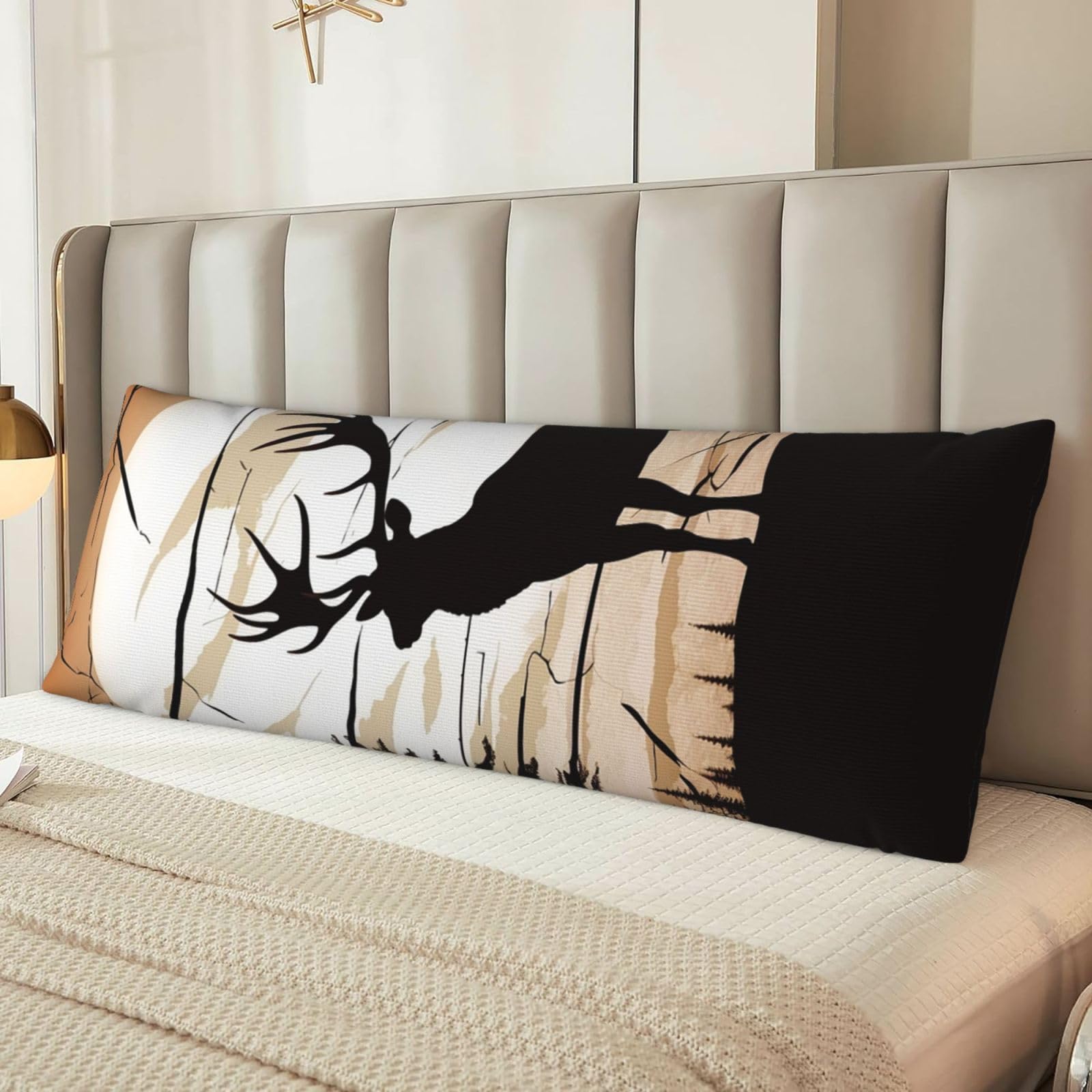 Wild Elk Silhouette Body Pillow Case Cover, Microfiber Long Pillow Cases, Ultra Soft and Cozy Plush Body Pillowcase Decorative Long Bed Pillow Cover for Sleeping 20x54 Inches