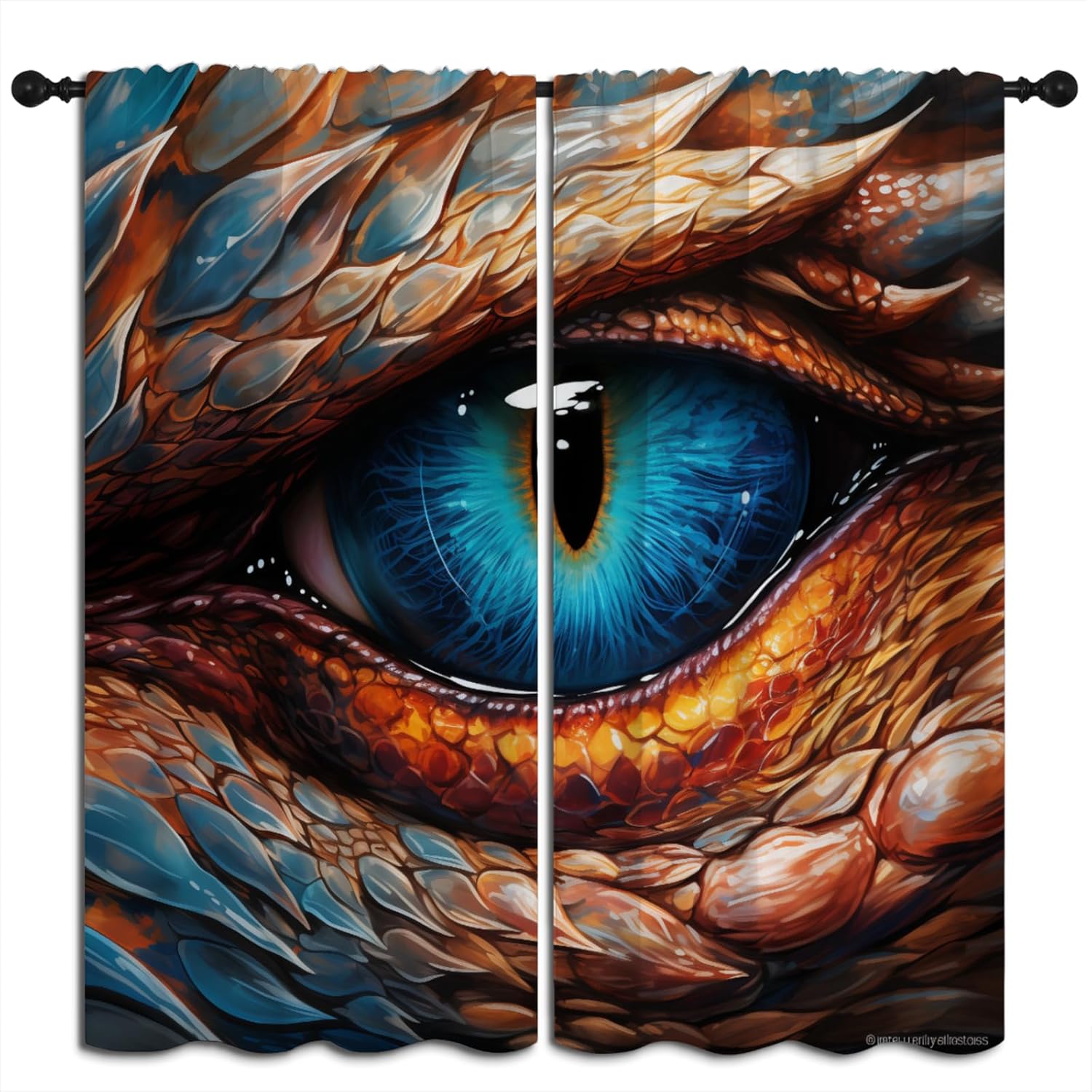 Red Dragon Blackout Curtains for Boys Girl Bedroom Home Decor, Cool Magic Fantasy Forest Wild Animal Thermal Insulated Rod Pocket Darkening Living Room Window Drapes, 84 x 84 inch