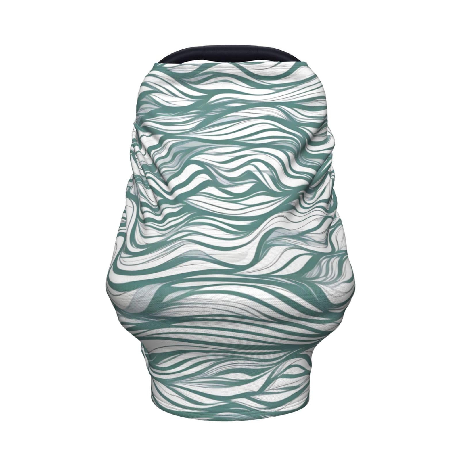 XZDHYZ Green wavy stripe Versatile full-print Stroller Chair Cover/Nursing Cover, specially designed for your baby, Black