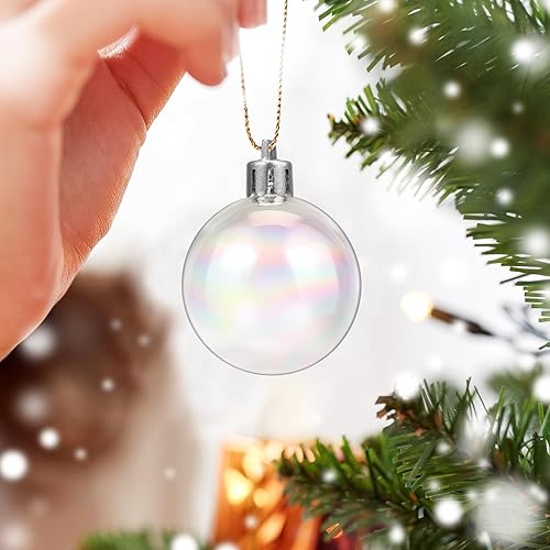 Miniatura 3 de 12 adornos de bolas de Navidad transparentes inastillables, bolas de Navidad iridiscentes, bolas de árbol de Navidad para fiestas de Navidad,