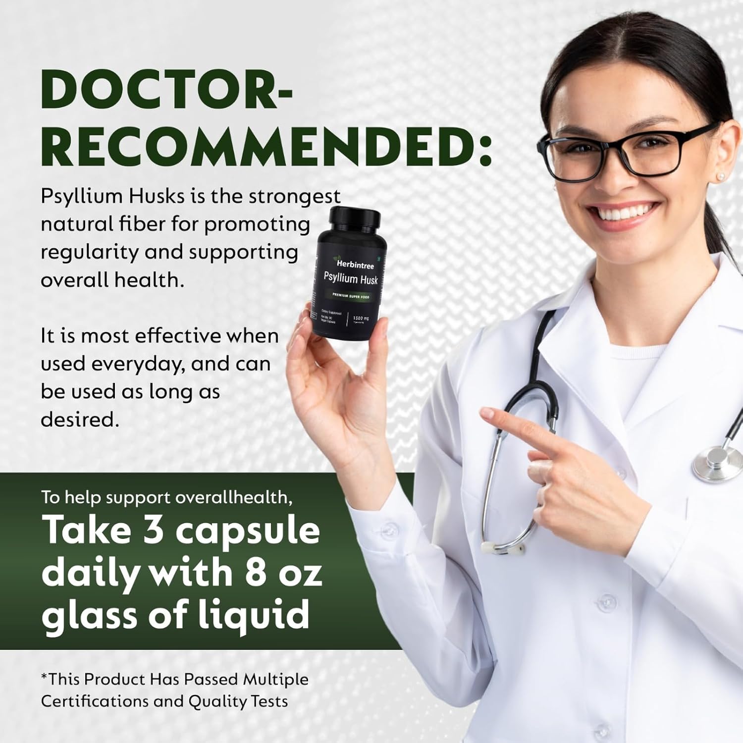 Organic Psyllium Husk Capsules 1500mg | High Fiber Supplement for Digestive Health, Gut Cleanse & Bowel Regularity | Gluten-Free, Non-GMO, Vegan, 90 Capsules - Image 8