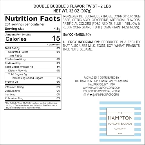 Miniatura 2 de Dubble Bubble - Goma de mascar con sabor a fruta surtida, bolsa a granel de 2 libras (aproximadamente 140 piezas)  Goma de mascar envuelta