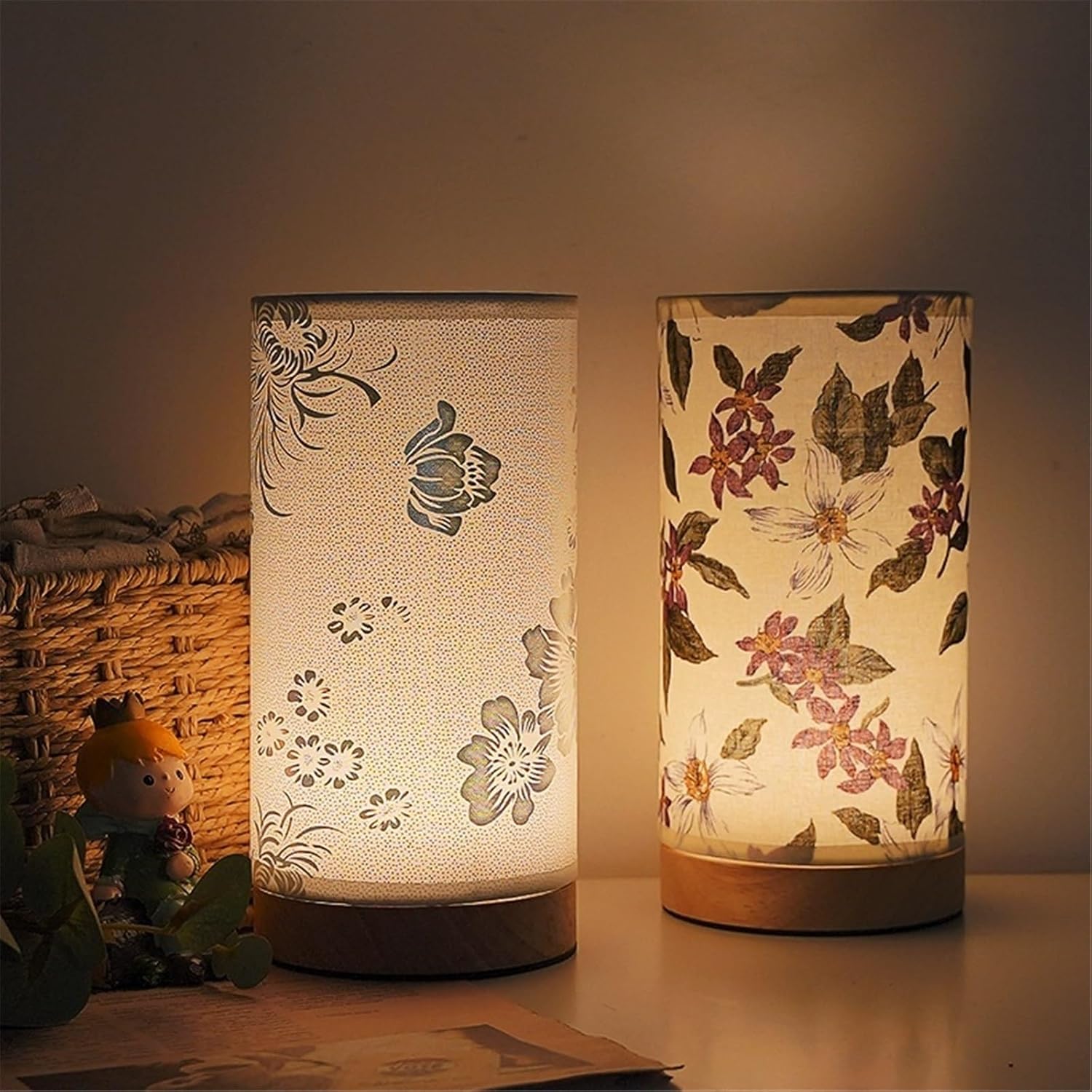 完璧 ファブリックテーブルランプ 寝室 ベッドサイド 雰囲気 木製 3色ライトチェンジ 装飾