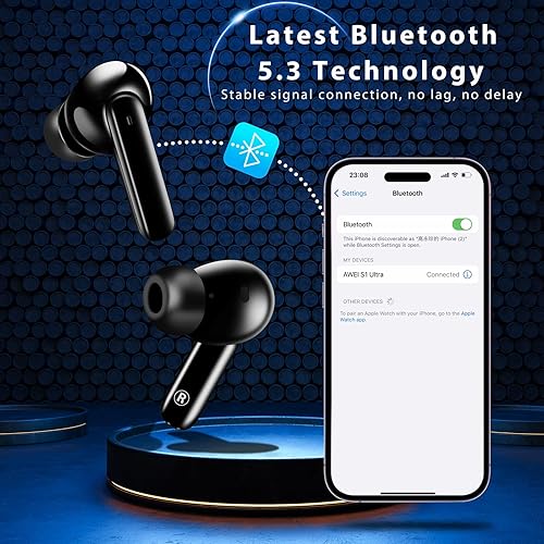 Miniatura 5 de AWEI S1 Ultra Wireless Earbuds Bluetooth 5.3 Earbuds with 4 Mics Call Noise Cancelling, 13 mm Drivers, Stereo Sound Deep Bass in-Ear Headphones,