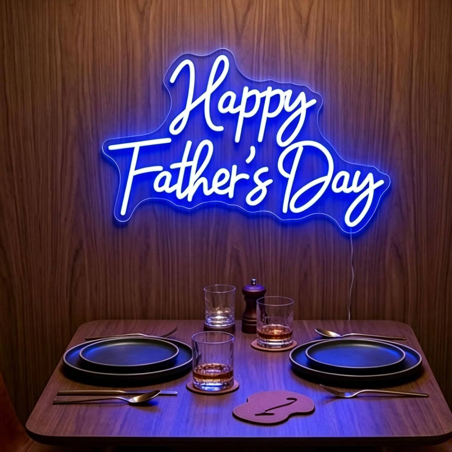 Happy Father's Day Neon Sign for Wall Decor 22 inches Happy Fathers Day Led Light Signs Gift for Home Bedroom Living Room Decoration Gift
