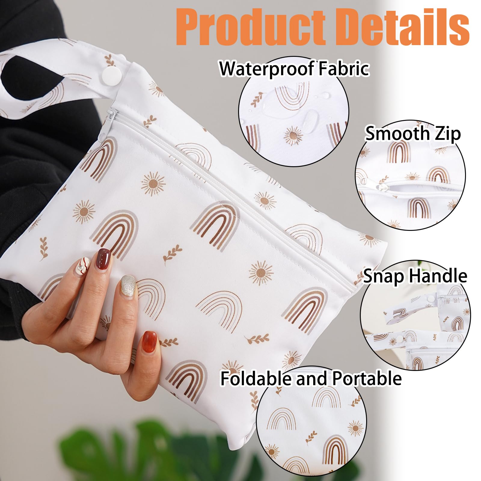 3 Pièces Sac à Couches Lavables, Sac de Couche Réutilisable,Imperméable Sac de Rangement à Couches pour la Natation Camping Voyage Fitness Plage