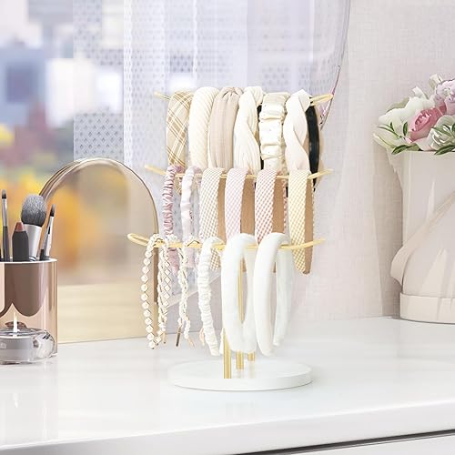 Miniatura 9 de Dahey Organizador de diadema de metal de 2 niveles para el cabello, soporte de exhibición, organizador de diadema, cuerdas para el cabello,