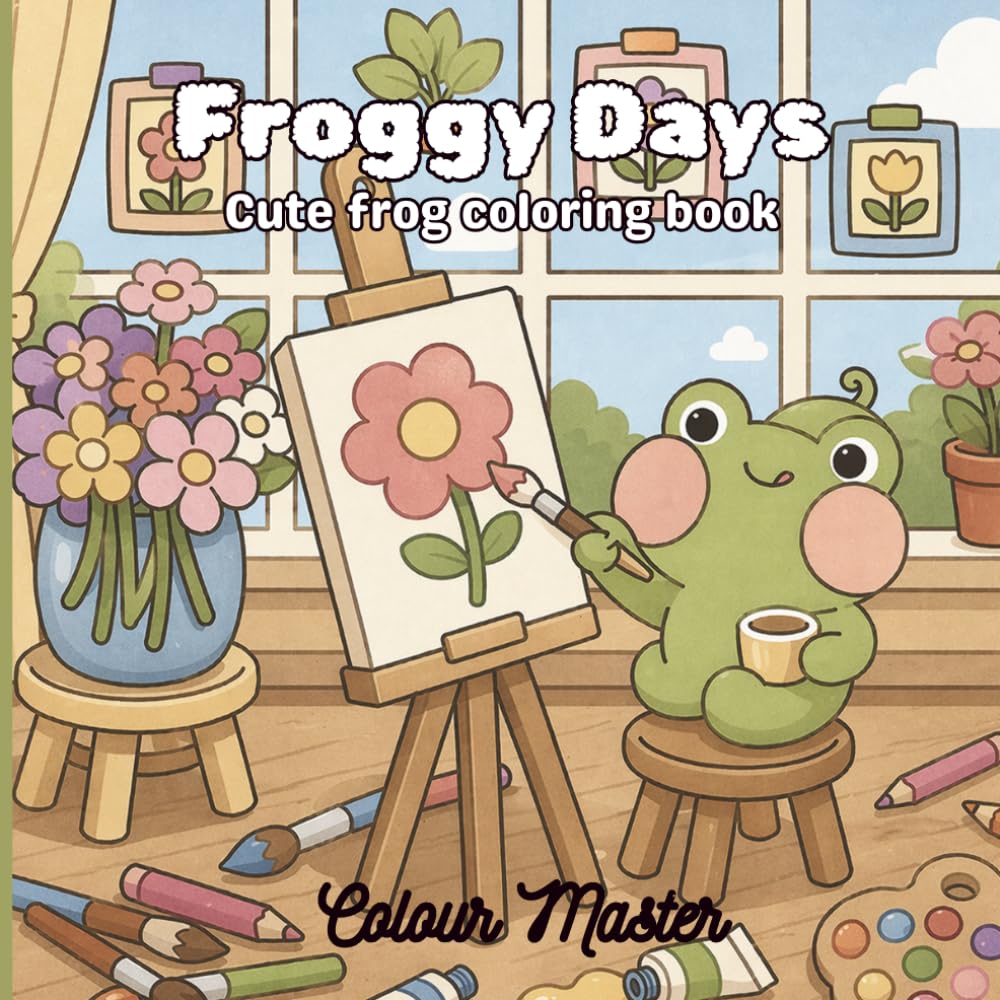 Froggy Days: Cute frog coloring book