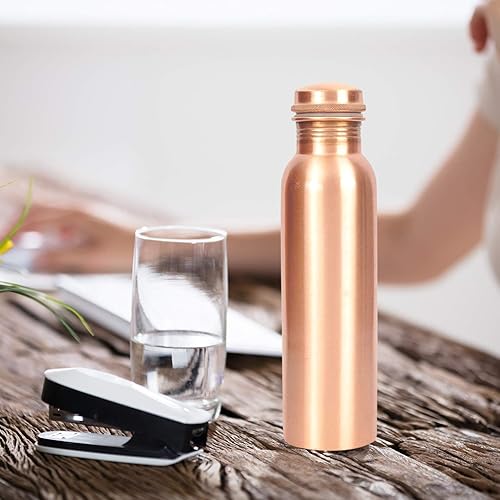 Miniatura 3 de Hecho a mano martillado tradicional indio 100% puro sólido cobre botella para yoga, deportes, al aire libre, uso diario, jarra ayurvédica ayurvédica