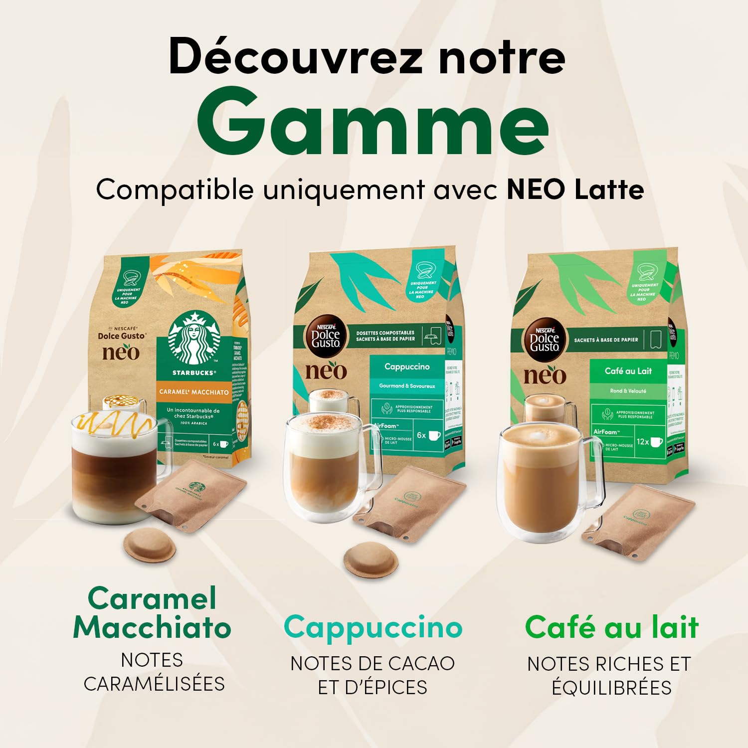 NEO Café au Lait - 60 Dosettes de café (5 boîtes de 12 dosettes) Compatibles uniquement avec les machines à café NESCAFÉ® Dolce Gusto® NEO