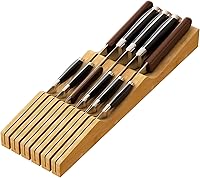 Vista 13 de Organizador de cajones de cuchillos, soporte para cuchillos de madera de bambú, bloque de cuchillos apto para 7 cuchillos