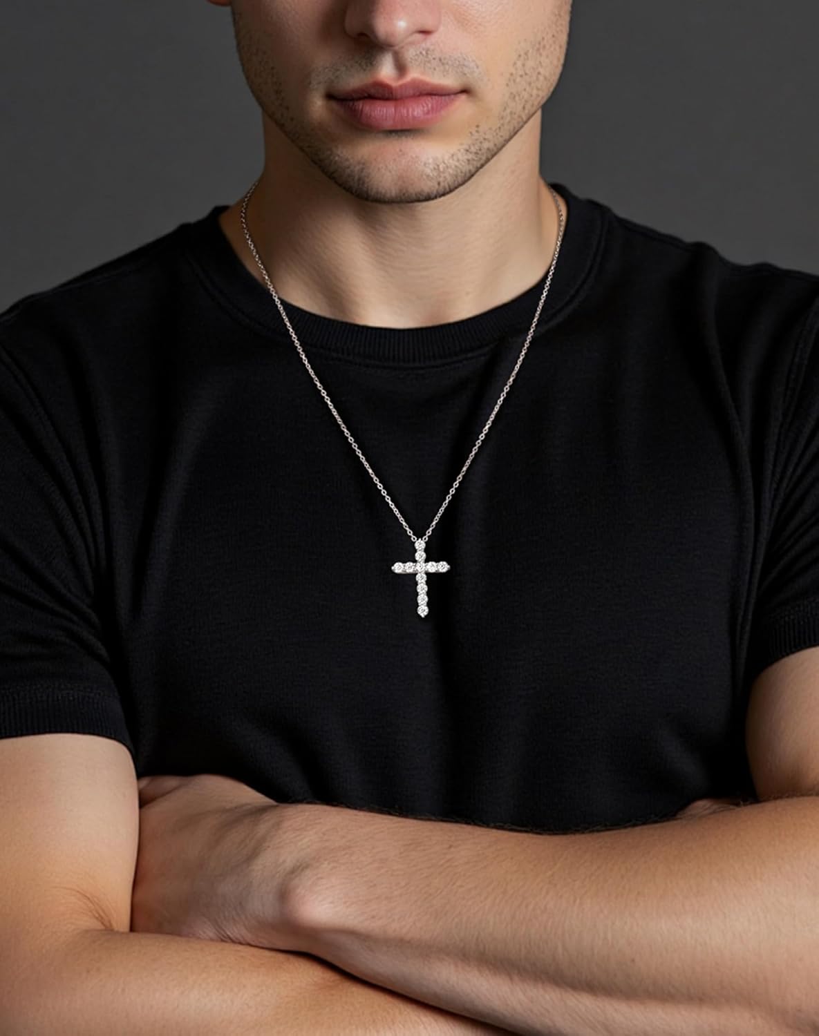 Moissanite Cross Necklace for Women and Men, 14K/18K Gold Plated Sterling Silver Diamond Cross Necklaces - Image 6