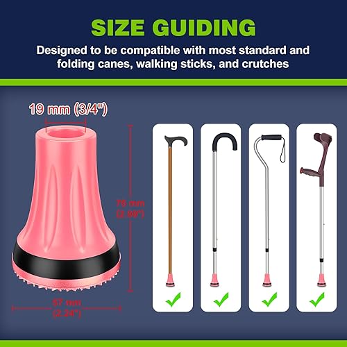 Miniatura 2 de supregear Puntas de bastón de 34 pulgadas (paquete de 2), almohadilla de goma de repuesto antideslizante para todo terreno, resistente, 0.75